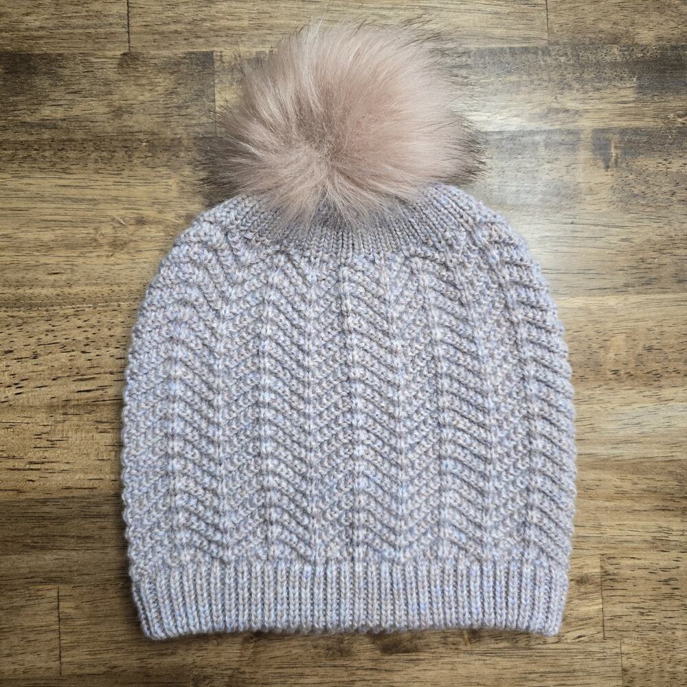 VIA Blush Pom Slouch Beanie Women’s Knit Winter Hat New With Tags One Size